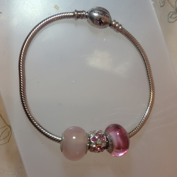 💯% AUTHENTIC CHAMELLIA ITALY 925 CHARM BRACELET W/ 3 CRYSTAL CHARMS. - Picture 9 of 12